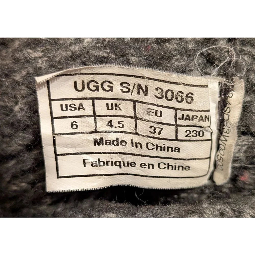 Women's UGG Gray Knit Cable Button Winter Boots Size 6